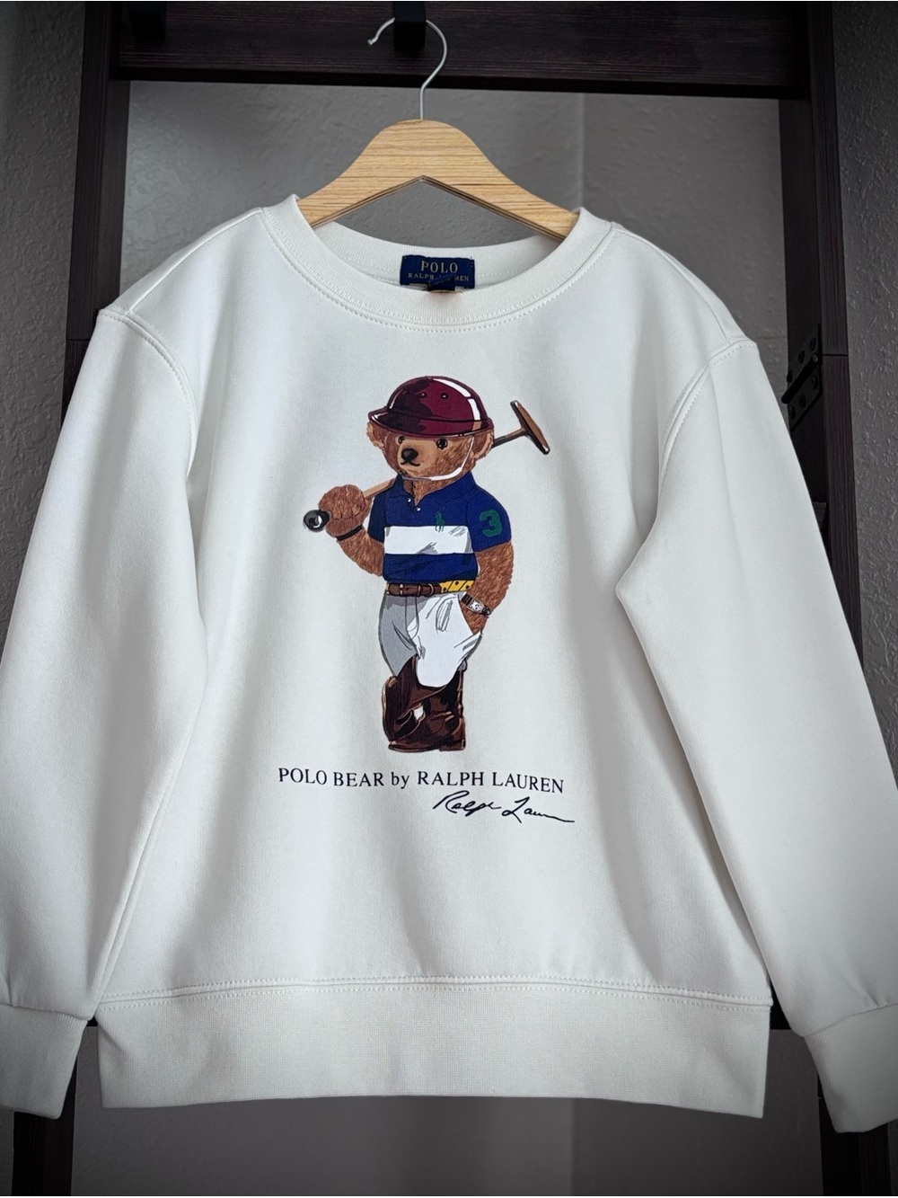 Polo by Ralph Lauren White Crewneck Sweatshirt with Polo Bear Graphic
